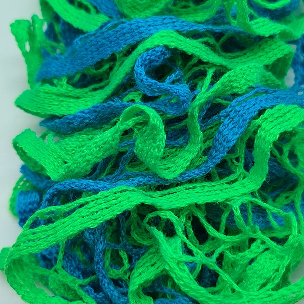 Handmade Blue & Green Ruffle Scarf - Picture 2 of 3